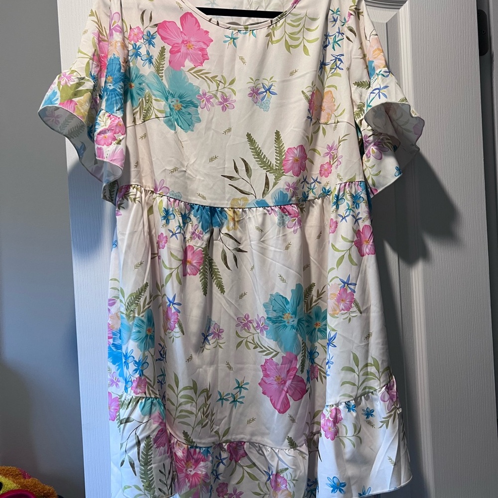 Floral summer Dress in Pink and Blue